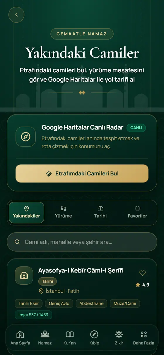 المساجد القريبة ekranı
