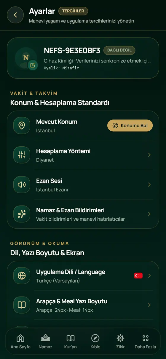 الإعدادات ekranı
