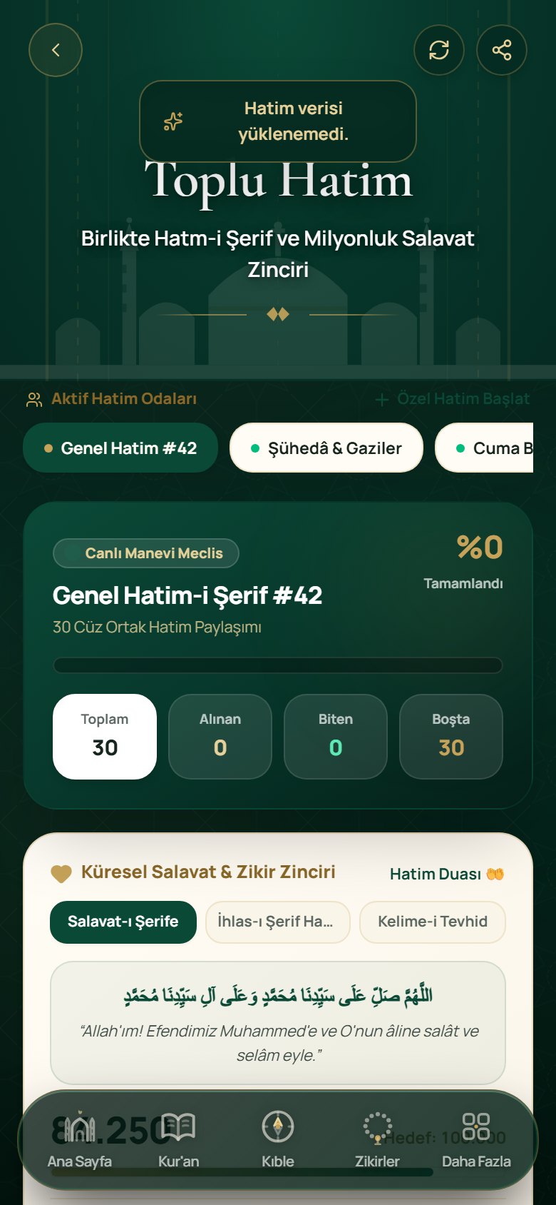 Toplu Hatim odası ekranı