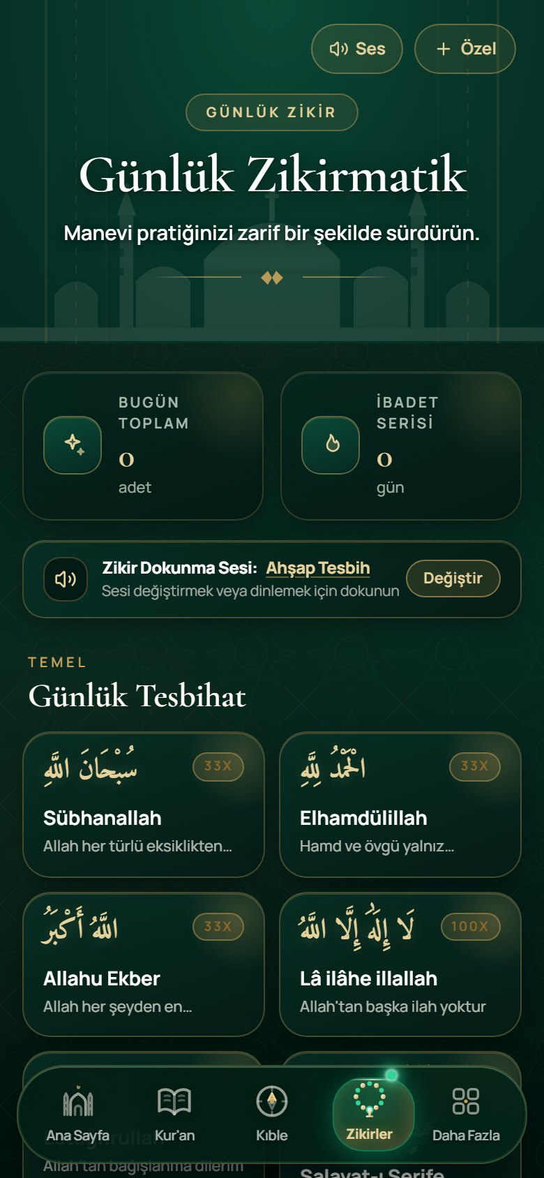 Zikir sayacı ekranı