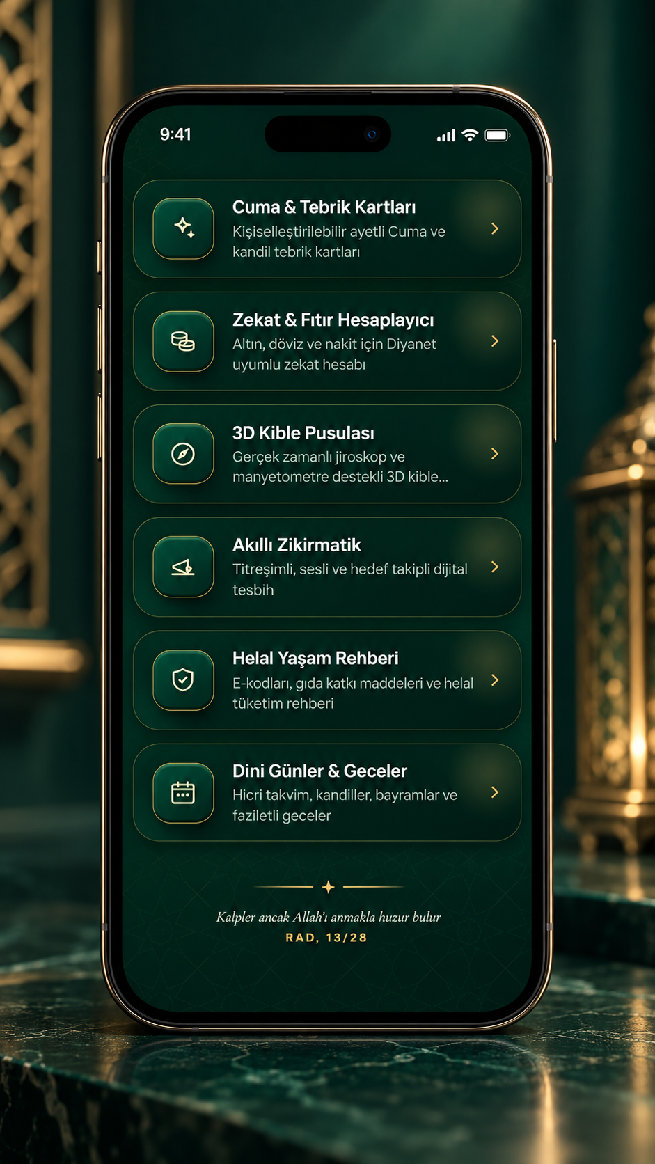 Kıble, zikir ve dini gün araçları