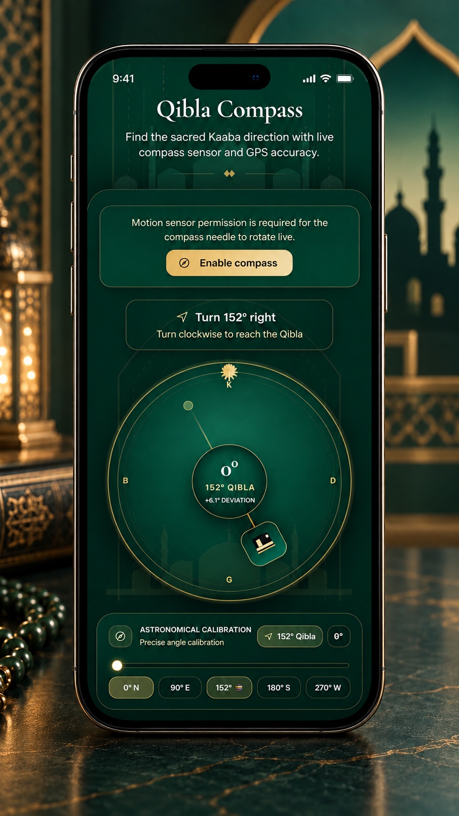 Qibla compass