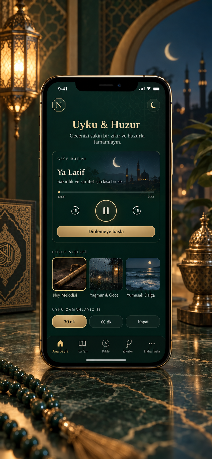 Uyku ve huzur sesleri ekranı