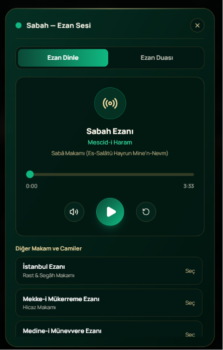 Ezan sesi oynatıcısı